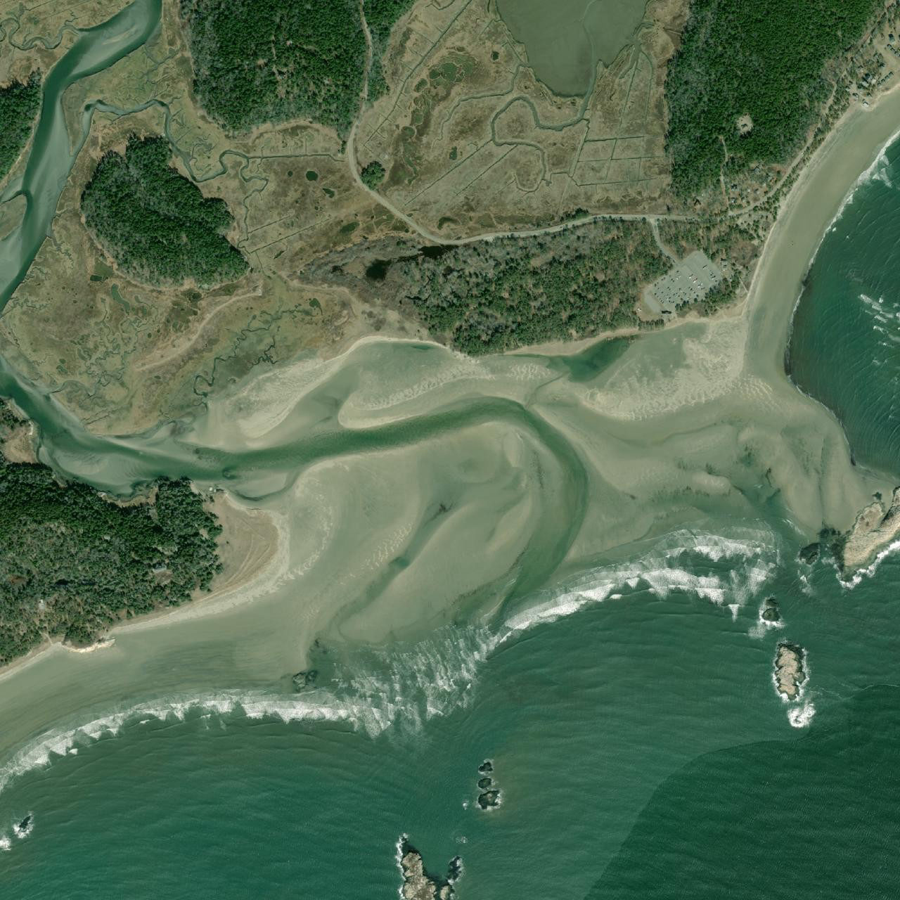 Aerial still of Popham Beach from 2020